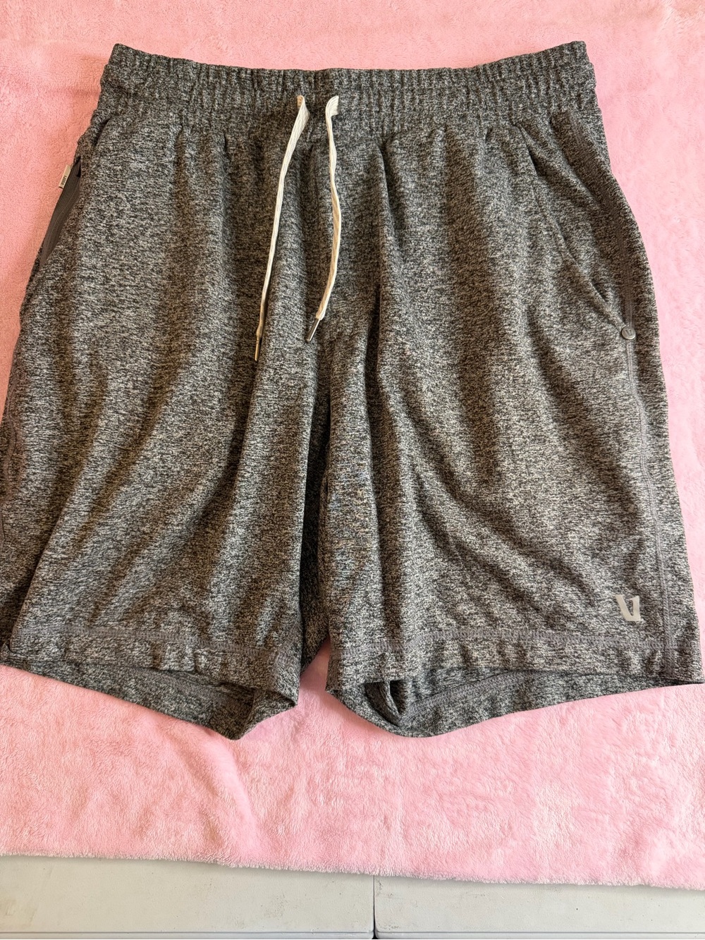 Vuori Gray Heather Athletic Drawstring Shorts